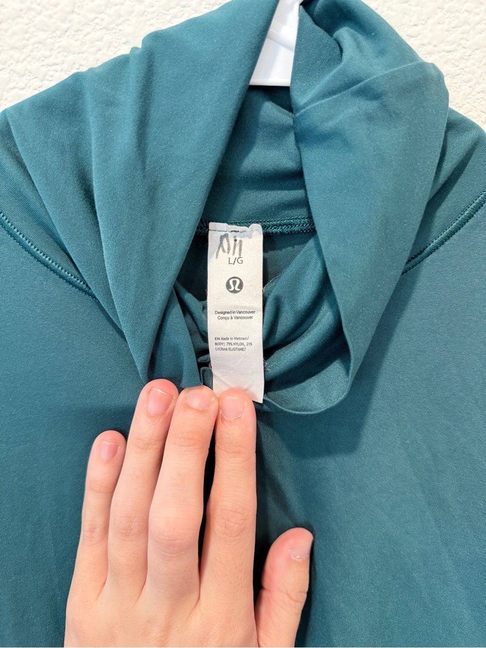Lululemon Nulu Turtleneck Bodysuit Athleisure Storm Teal Green LW3HQLS Large - Picture 4 of 9